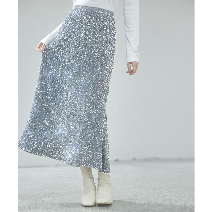 スパンコールベロア生地フレアスカート | SAISON DE PAPILLON  | 詳細画像15 