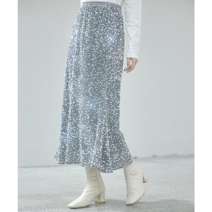 スパンコールベロア生地フレアスカート | SAISON DE PAPILLON  | 詳細画像16 