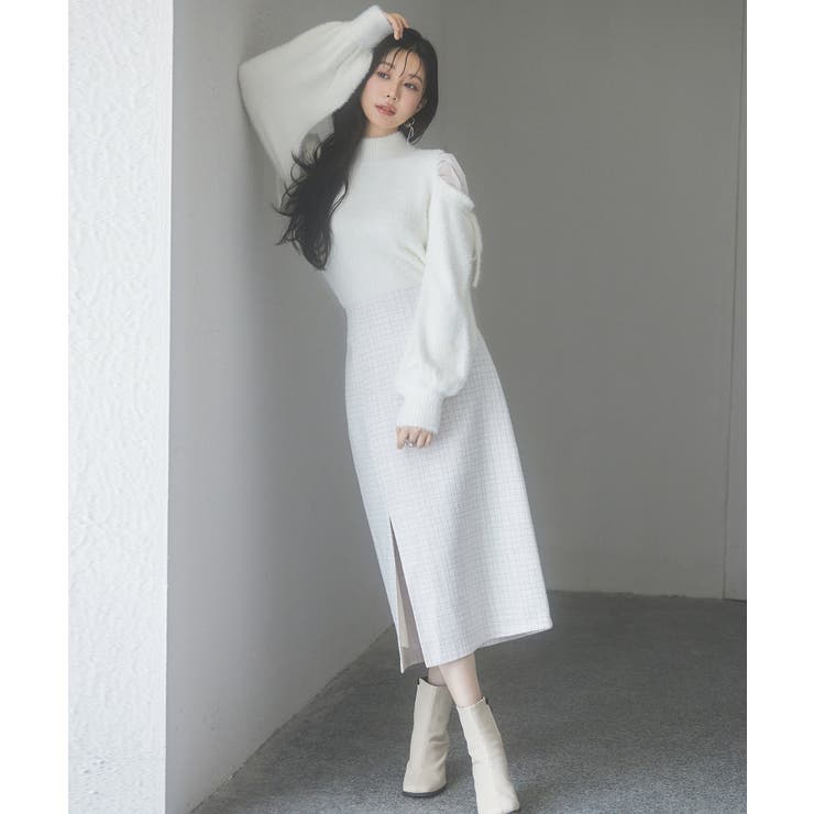 スリット入りラメツイード生地スカート | SAISON DE PAPILLON  | 詳細画像7 