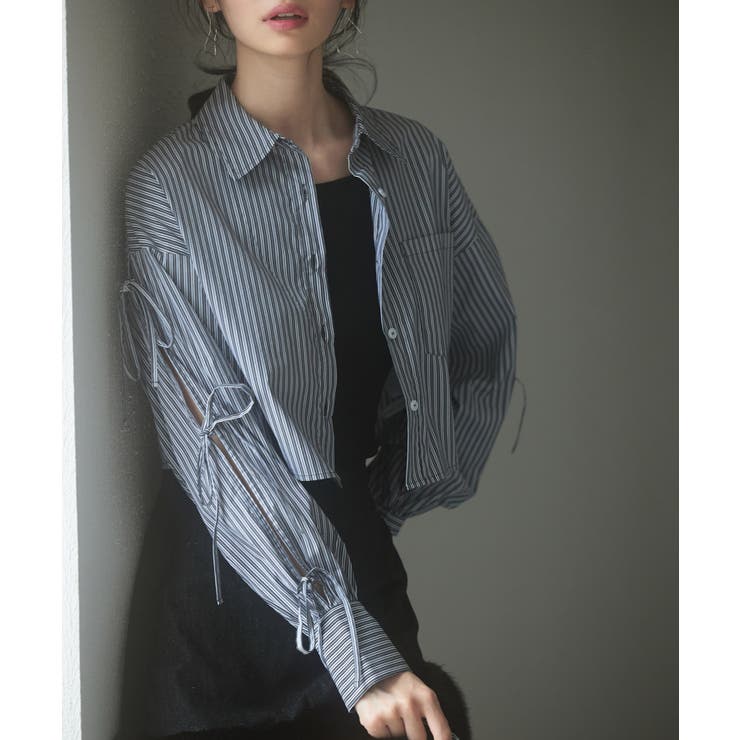 袖リボンショート丈ストライプシャツ | SAISON DE PAPILLON  | 詳細画像19