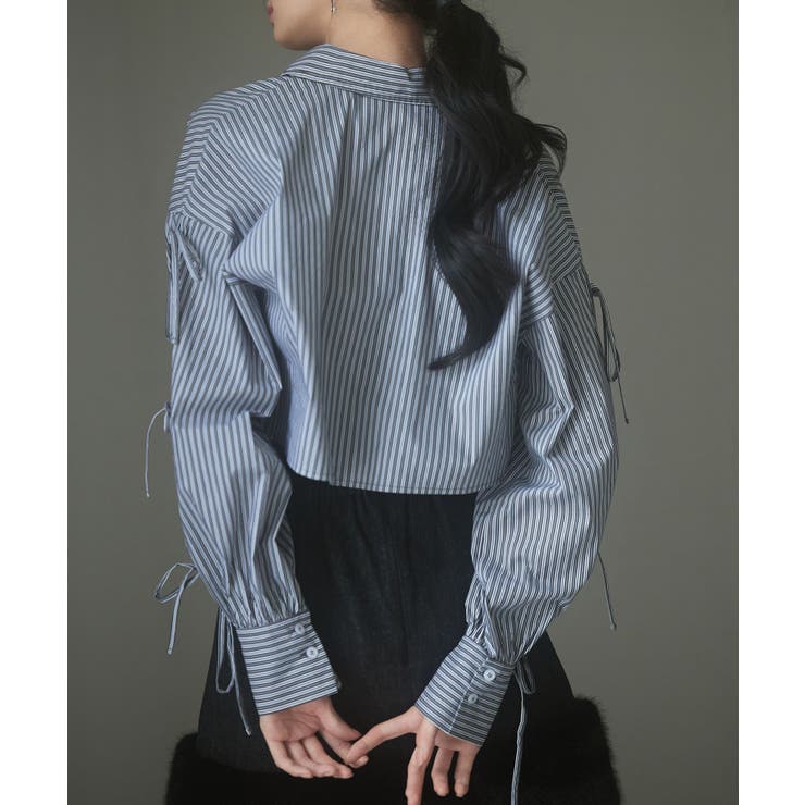 袖リボンショート丈ストライプシャツ | SAISON DE PAPILLON  | 詳細画像21