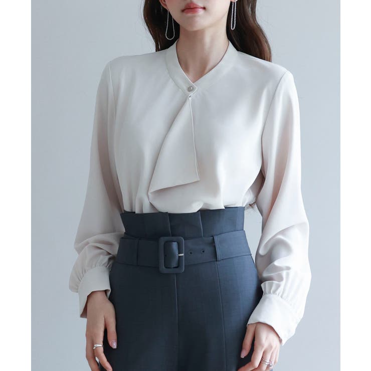 とろみ生地フリル金ボタンブラウス | SAISON DE PAPILLON  | 詳細画像7 