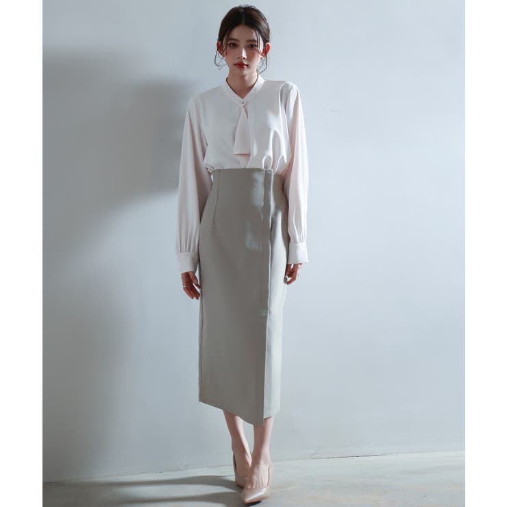 とろみ生地フリル金ボタンブラウス | SAISON DE PAPILLON  | 詳細画像5 