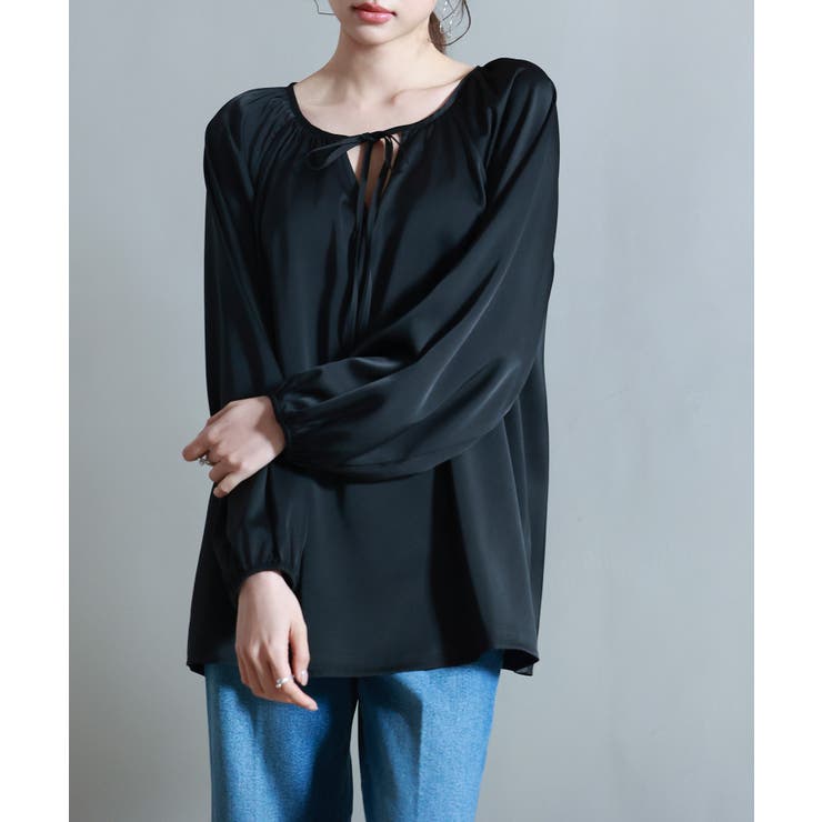 リボン付きVネックギャザーブラウス | SAISON DE PAPILLON  | 詳細画像5 