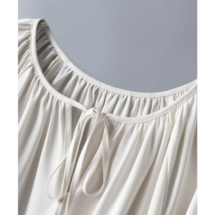 リボン付きVネックギャザーブラウス | SAISON DE PAPILLON  | 詳細画像14 