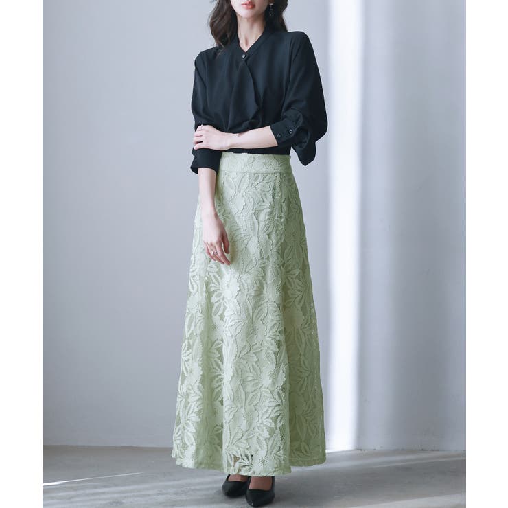 ロング丈ハイウエスト総レーススカート | SAISON DE PAPILLON  | 詳細画像15 