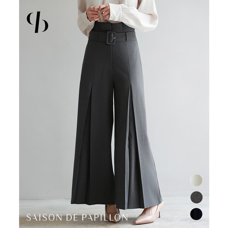 ベルト付きハイウエストワイドパンツ | SAISON DE PAPILLON  | 詳細画像1 