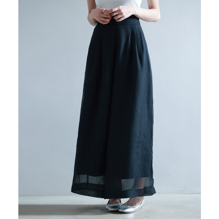 ブラック | フロントタックシアーワイドパンツ | SAISON DE PAPILLON 