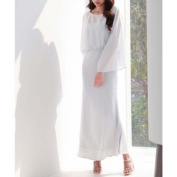 異素材ドッキングロング丈ワンピース | SAISON DE PAPILLON  | 詳細画像4 