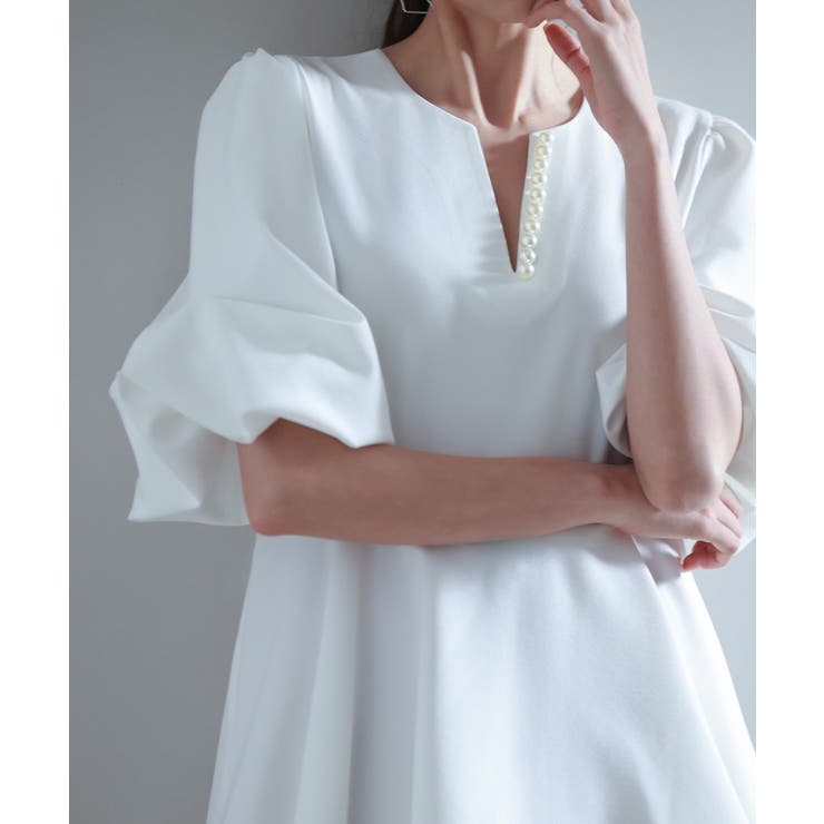 パール付きキーネックブラウス | SAISON DE PAPILLON  | 詳細画像8 