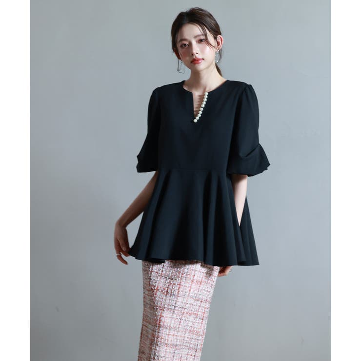 パール付きキーネックブラウス | SAISON DE PAPILLON  | 詳細画像32 