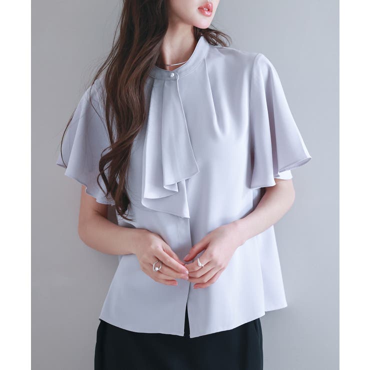 ラベンダー | ボウタイネックフレアスリーブブラウス | SAISON DE PAPILLON 