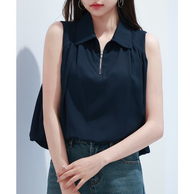 ジッパーノースリーブシャツブラウス | SAISON DE PAPILLON  | 詳細画像19 