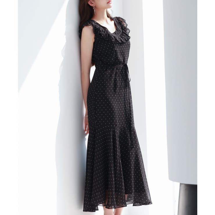 ドットシフォンロング丈ワンピース[品番：DSSW0005249]｜SAISON