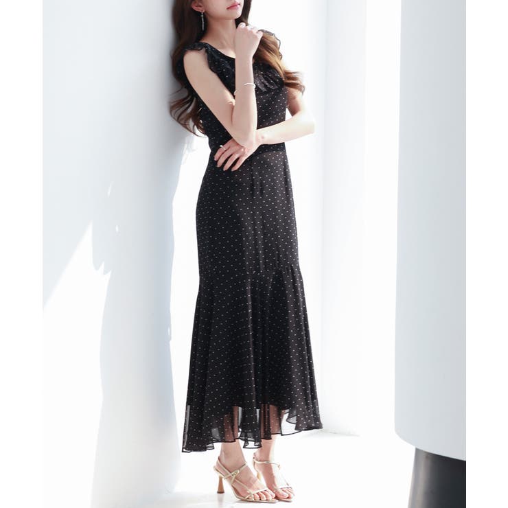 ドットシフォンロング丈ワンピース | SAISON DE PAPILLON  | 詳細画像7 