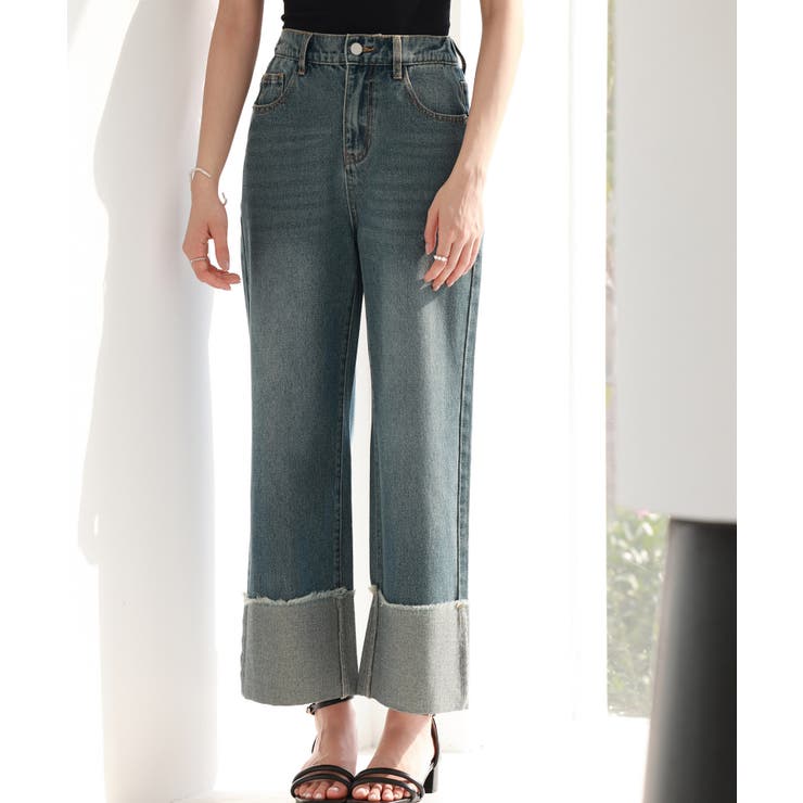 折り返しダメージハイライズデニム | SAISON DE PAPILLON  | 詳細画像9 