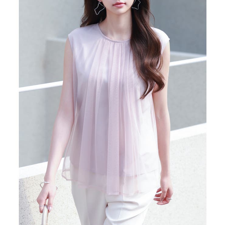 チュール素材ノースリーブブラウス | SAISON DE PAPILLON  | 詳細画像3 