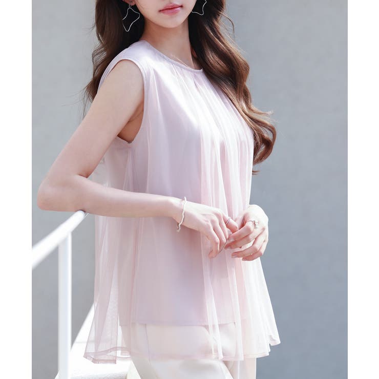 チュール素材ノースリーブブラウス | SAISON DE PAPILLON  | 詳細画像4 