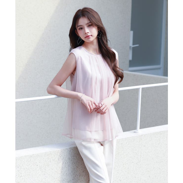 チュール素材ノースリーブブラウス | SAISON DE PAPILLON  | 詳細画像7 