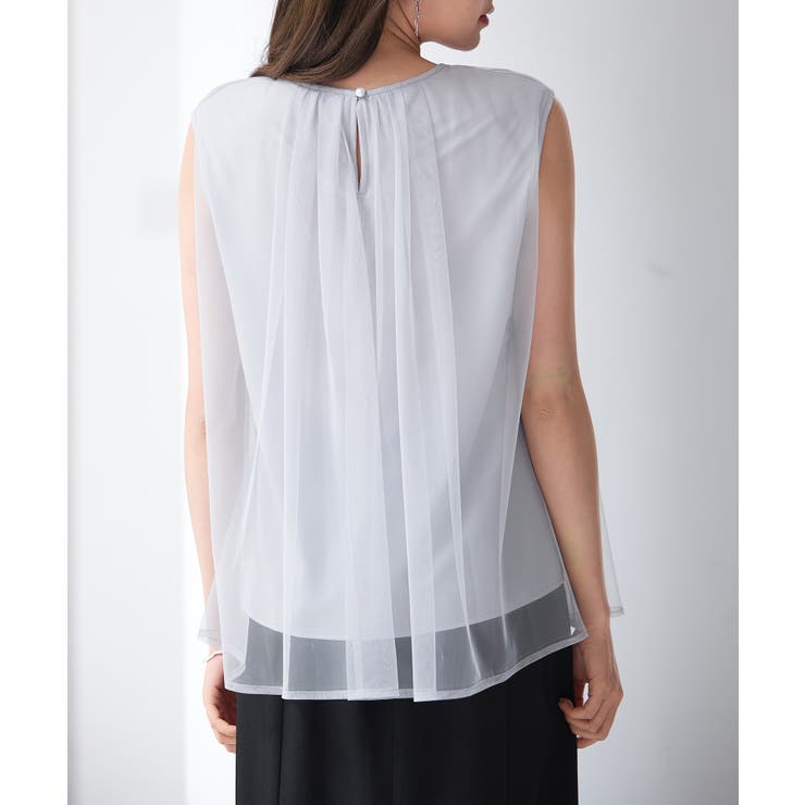 チュール素材ノースリーブブラウス | SAISON DE PAPILLON  | 詳細画像9 