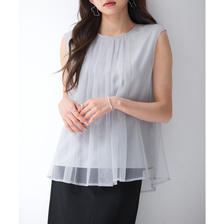 チュール素材ノースリーブブラウス | SAISON DE PAPILLON  | 詳細画像13 