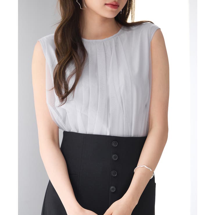 チュール素材ノースリーブブラウス | SAISON DE PAPILLON  | 詳細画像15 