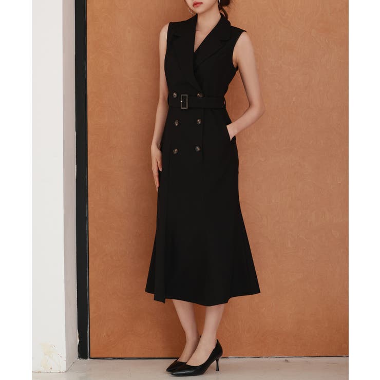 ノースリーブマーメイドトレンチ風ワンピース | SAISON DE PAPILLON  | 詳細画像11 