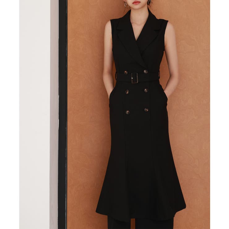 ノースリーブマーメイドトレンチ風ワンピース | SAISON DE PAPILLON  | 詳細画像14 