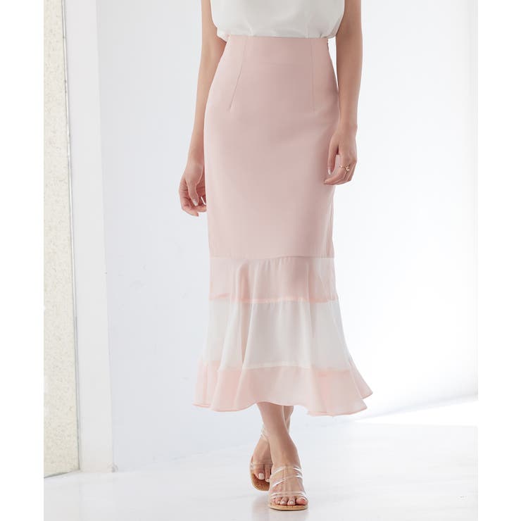 配色裾ハイウエストバックゴムスカート | SAISON DE PAPILLON  | 詳細画像3 