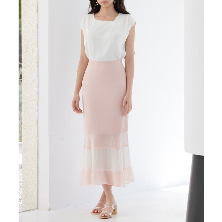 配色裾ハイウエストバックゴムスカート | SAISON DE PAPILLON  | 詳細画像6 