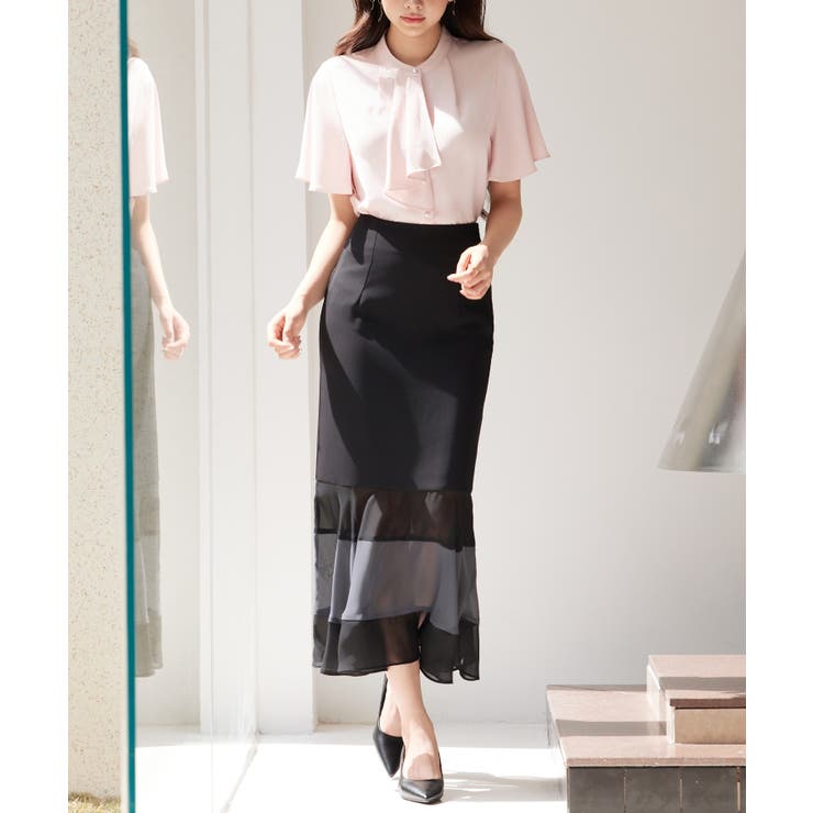 配色裾ハイウエストバックゴムスカート | SAISON DE PAPILLON  | 詳細画像25 