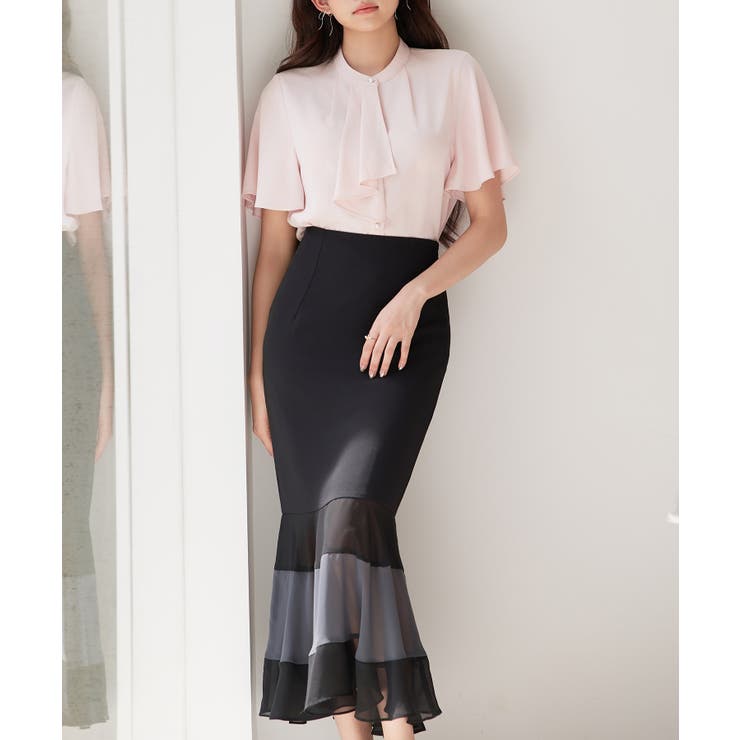 配色裾ハイウエストバックゴムスカート | SAISON DE PAPILLON  | 詳細画像26 