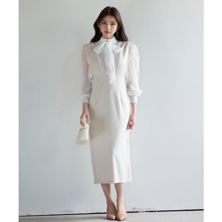 パール付きスカラップジャンパースカート | SAISON DE PAPILLON  | 詳細画像5 