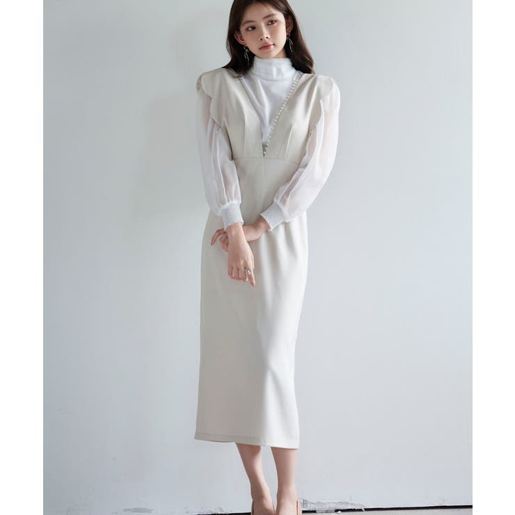 パール付きスカラップジャンパースカート | SAISON DE PAPILLON  | 詳細画像9 