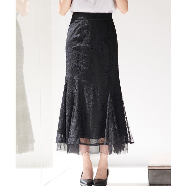 ブラック | 総レースマーメイドロングスカート | SAISON DE PAPILLON 