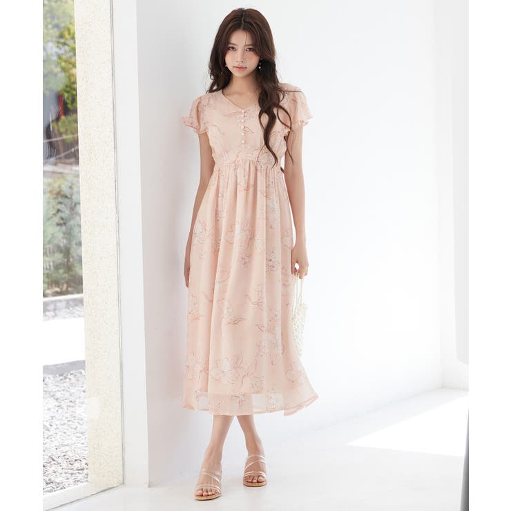 ふんわり花柄シフォンロングワンピース | SAISON DE PAPILLON  | 詳細画像8 