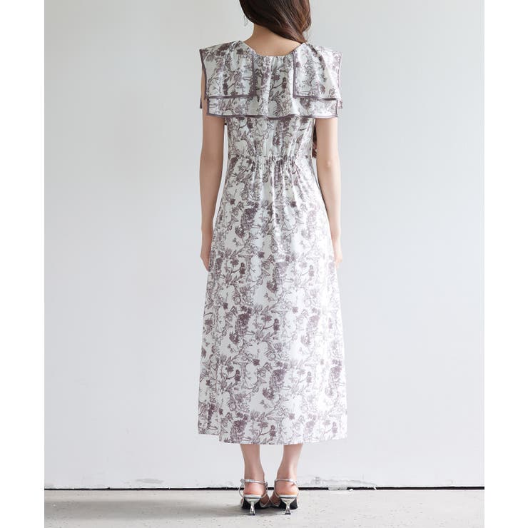 ラッフルカラー花柄ロングワンピース | SAISON DE PAPILLON  | 詳細画像5 