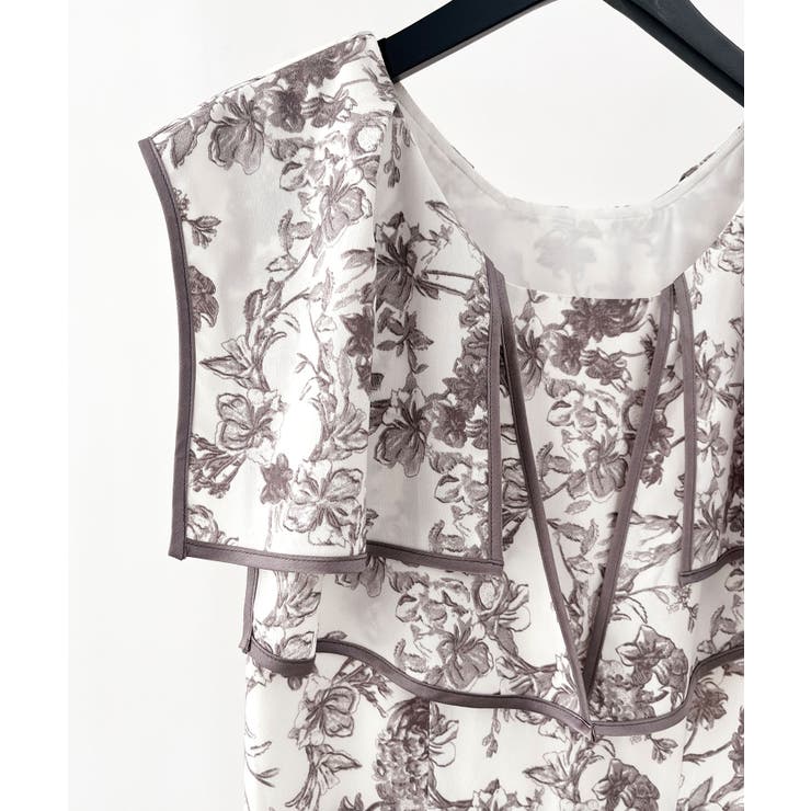 ラッフルカラー花柄ロングワンピース[品番：DSSW0005294