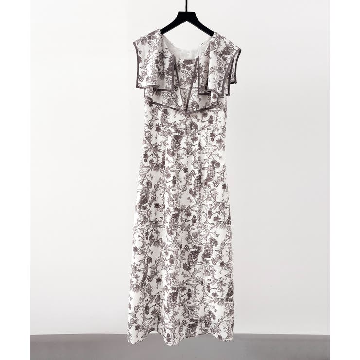 ラッフルカラー花柄ロングワンピース[品番：DSSW0005294