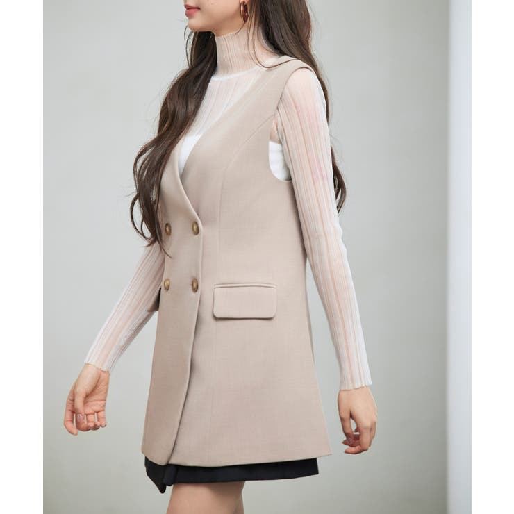 ノーカラーダブルブレストベスト | SAISON DE PAPILLON  | 詳細画像13 