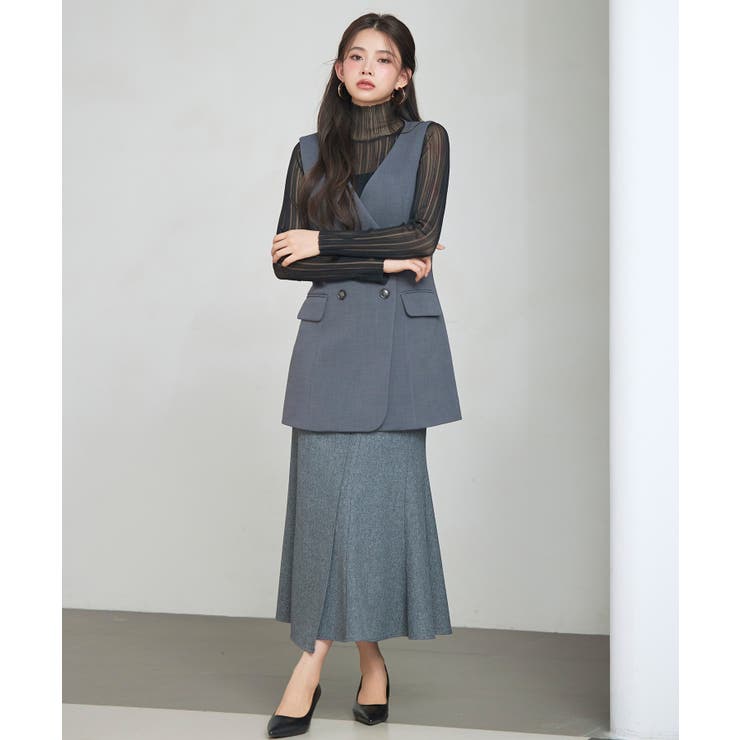 ノーカラーダブルブレストベスト | SAISON DE PAPILLON  | 詳細画像6 