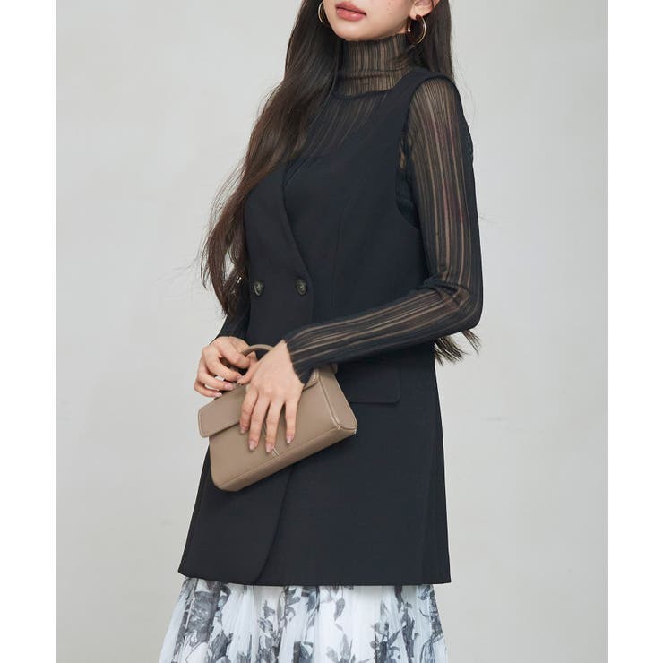 ノーカラーダブルブレストベスト | SAISON DE PAPILLON  | 詳細画像20 