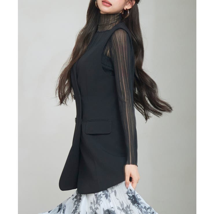 ノーカラーダブルブレストベスト | SAISON DE PAPILLON  | 詳細画像21 