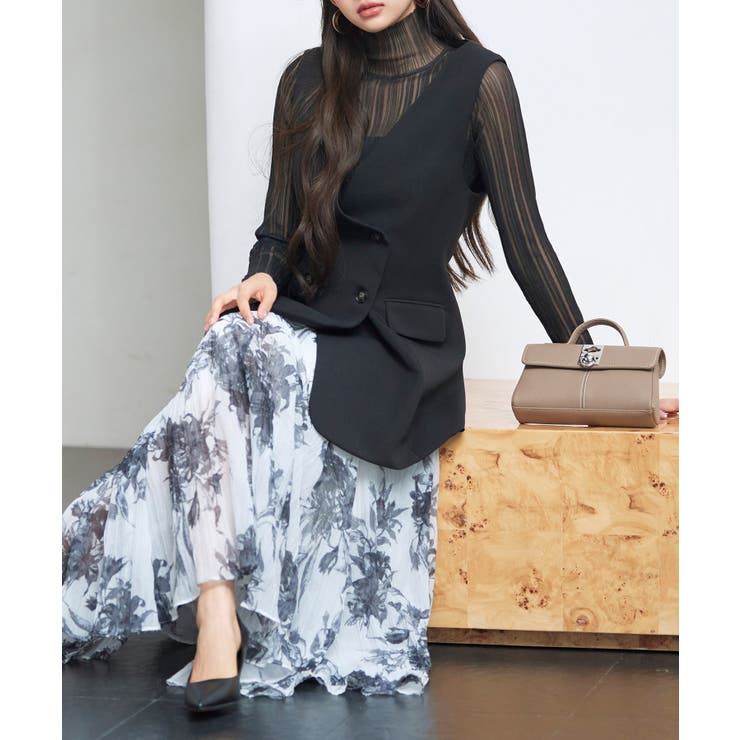 ノーカラーダブルブレストベスト | SAISON DE PAPILLON  | 詳細画像24 