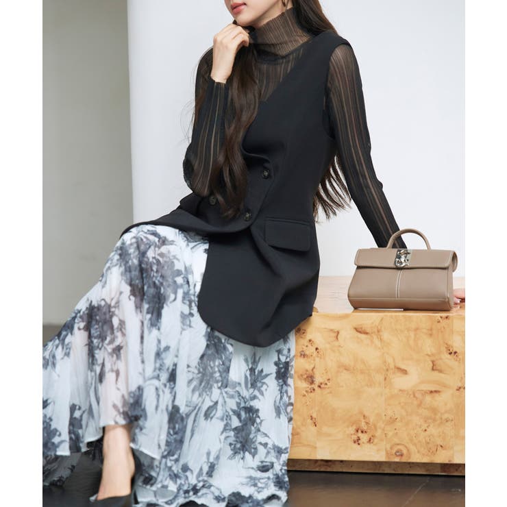 ノーカラーダブルブレストベスト | SAISON DE PAPILLON  | 詳細画像25 