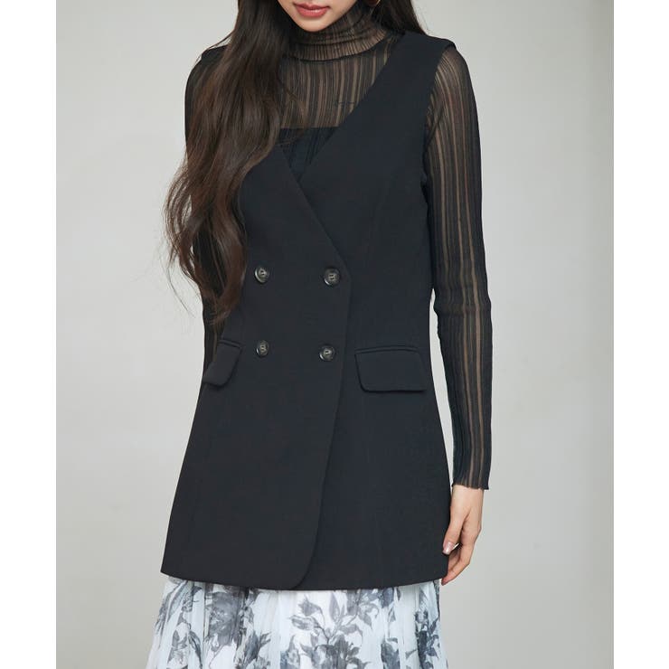 ノーカラーダブルブレストベスト | SAISON DE PAPILLON  | 詳細画像26 