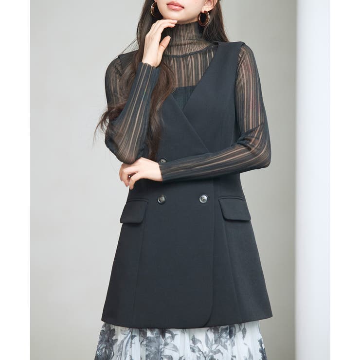 ノーカラーダブルブレストベスト | SAISON DE PAPILLON  | 詳細画像27 