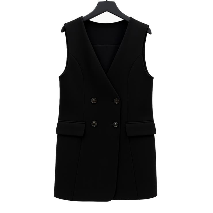 ノーカラーダブルブレストベスト | SAISON DE PAPILLON  | 詳細画像29 