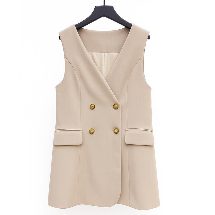 ノーカラーダブルブレストベスト | SAISON DE PAPILLON  | 詳細画像31 