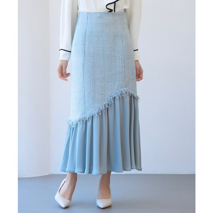 ブルーグレー | ドッキングアシンメトリースカート | SAISON DE PAPILLON 